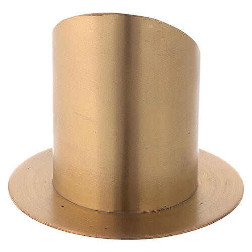 Open candle holder in satin nickel-plated brass, diameter 8 cm 3