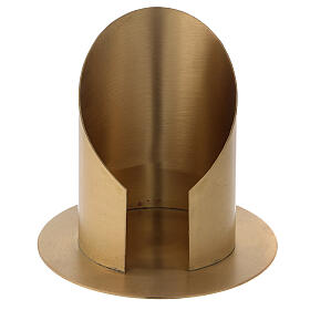 Candleholder in satin nickel-plated brass with open front diameter 10 cm