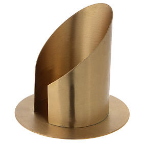 Candleholder in satin nickel-plated brass with open front diameter 10 cm