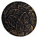 Piatto per candela alluminio nero oro decoro foglie d. 12 cm s2