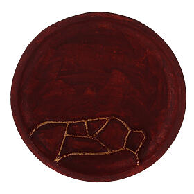 Red aluminium candle plate with abstract decoration diameter 14 cm