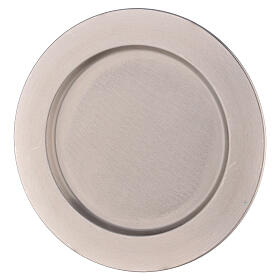 Candle holder plate in nickel-plated brass with a thick rim diameter 21 cm