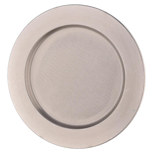 Candle holder plate in nickel-plated brass with a thick rim diameter 21 cm 1