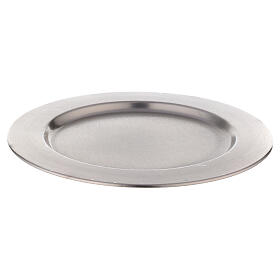 Piatto portacandela bordo spesso ottone nichelato d. 21 cm