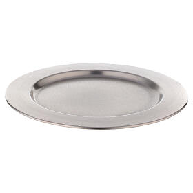 Thick edge candle holder plate in nickel-plated brass d. 8 1/4 in