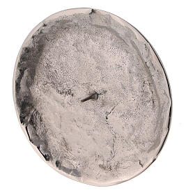 Irregular nickel-plated brass candle plate with 9 cm diameter jag