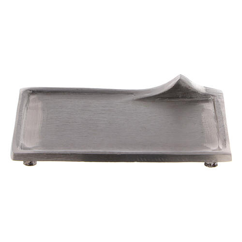 Nickel-plated brass candle holder plate with raised details 3 1/2x2 1/2 in 1