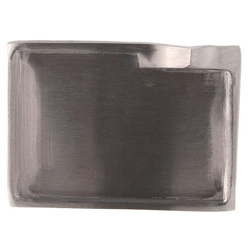 Nickel-plated brass candle holder plate with raised details 3 1/2x2 1/2 in 2