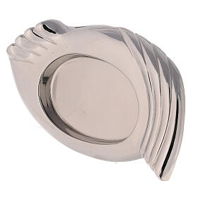 Piatto portacandela ottone nichelato ali 8,5x5,5 cm