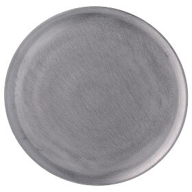 Round satin-finish aluminium candle holder plate diameter 19 cm
