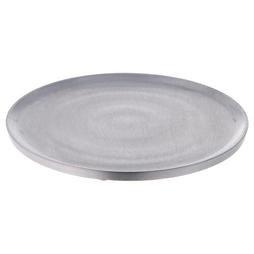 Round satin-finish aluminium candle holder plate diameter 19 cm 1