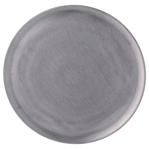 Round satin-finish aluminium candle holder plate diameter 19 cm 2