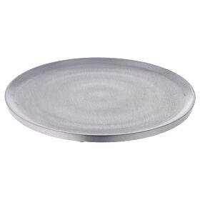 Round candle holder plate in satin finish aluminium d. 7 1/2 in