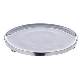 Candle holder plate in polished aluminium 17 cm diameter