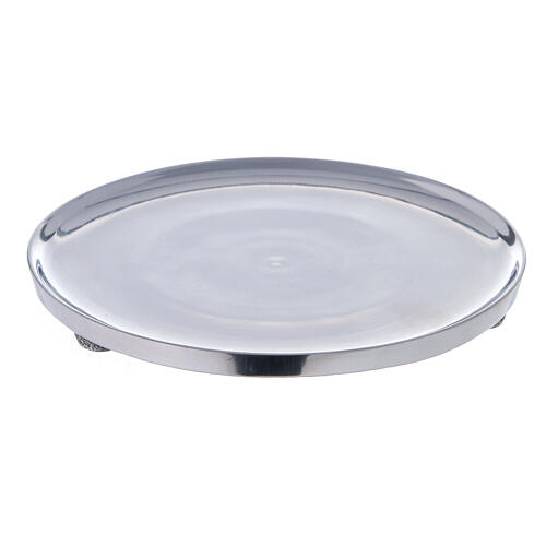 Candle holder plate in polished aluminium 17 cm diameter 1
