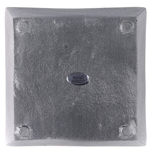 Squared candle holder plate in satin aluminium 11x11 cm 4