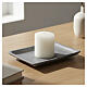 Squared candle holder plate in satin aluminium 11x11 cm s2