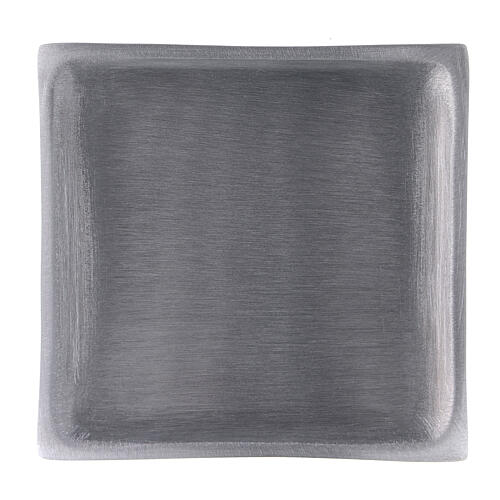 Plato portavela cuadrado aluminio satinado 11x11 cm 3