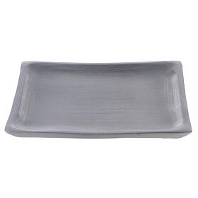 Square candle holder plate in satin finish aluminium 4 1/4x4 1/4 in