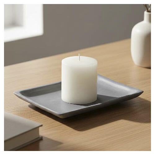 Square candle holder plate in satin finish aluminium 4 1/4x4 1/4 in 2