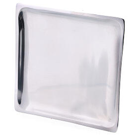 Polished square candle holder plate 11x11 cm