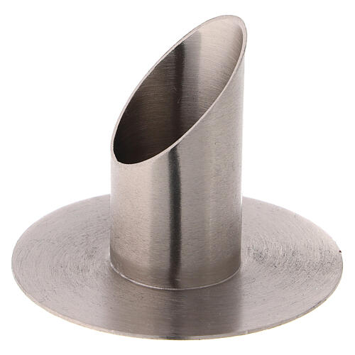 Oblique candle holder in satin nickel-plated brass 3 cm 2