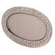 Oval candle holder plate with engraved edge nickel-plated brass 5 1/2x3 in s2