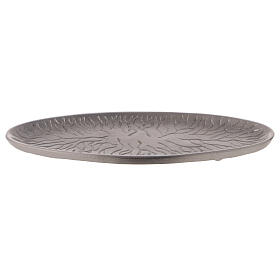 Oval candleholder plate with roots 17x7 cm