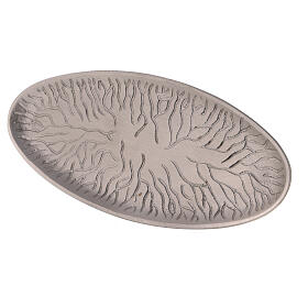 Oval candleholder plate with roots 17x7 cm
