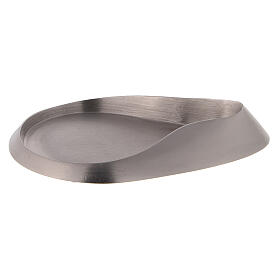 Brushed nickel-plated brass candle holder 13x9 cm