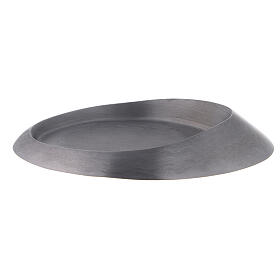 Podstawka pod świecę owalna z podwyższeniem, aluminium polerowane, 13x8 cm