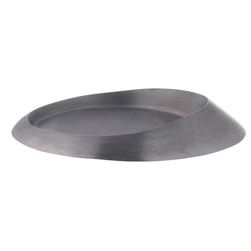 Podstawka pod świecę owalna z podwyższeniem, aluminium polerowane, 13x8 cm 1