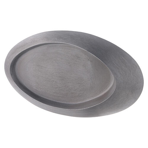 Podstawka pod świecę owalna z podwyższeniem, aluminium polerowane, 13x8 cm 2