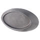 Oval raised candle holder plate in polished aluminium 5x3 in s2