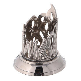 Candlestick with engraved flames nickel-plated brass 1 1/2 in