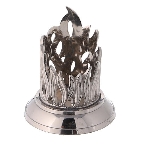 Candlestick with engraved flames nickel-plated brass 1 1/2 in 1