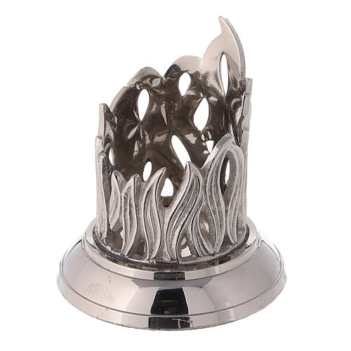 Candlestick with engraved flames nickel-plated brass 1 1/2 in 2