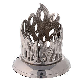 Flame pattern candlestick nickel-plated brass diameter 2 1/2 in
