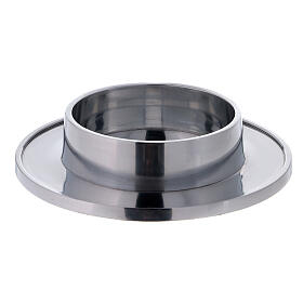 Round polished aluminium candle holder diameter 10 cm