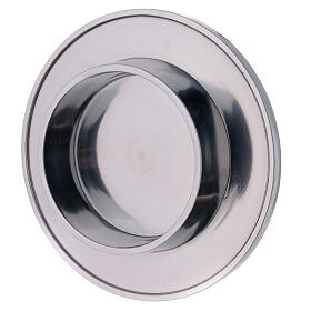 Polished aluminium round candlestick diameter 4 in