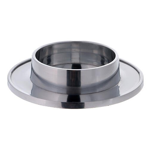 Polished aluminium round candlestick diameter 4 in 1