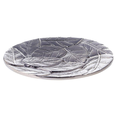 Plato portavela hojas en relieve aluminio diámetro 14 cm 3
