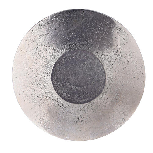 Talerz podstawka świecy, dek. liście w reliefie, aluminium śr. 14 cm 4