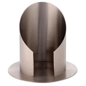 Candleholder in satin nickel-plated brass with front opening 10 cm