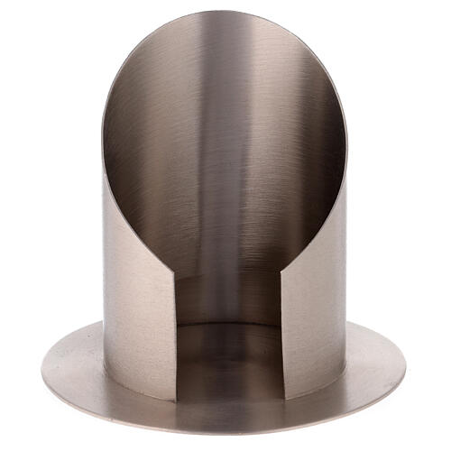 Candleholder in satin nickel-plated brass with front opening 10 cm 1