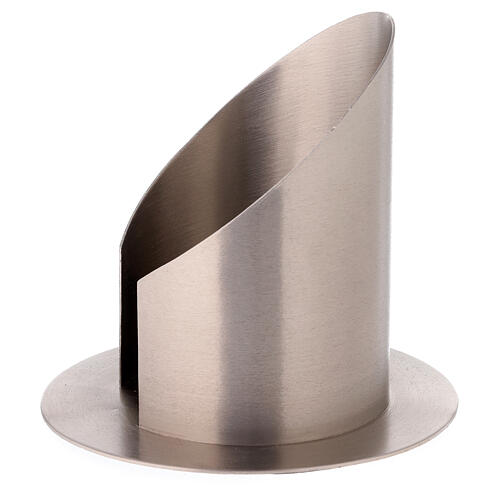 Candleholder in satin nickel-plated brass with front opening 10 cm 2