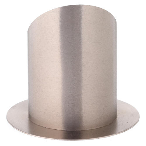 Candleholder in satin nickel-plated brass with front opening 10 cm 3