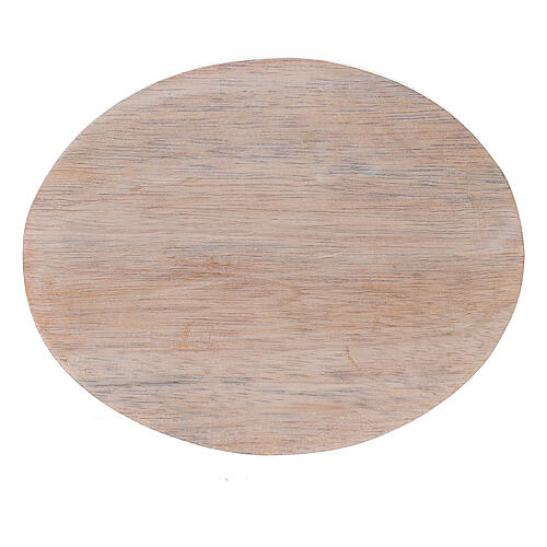 Piatto portacandela legno di mango chiaro 10x8 cm 2