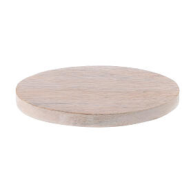 Pale mango wood candle holder plate 4x3 in