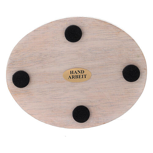 Pale mango wood candle holder plate 4x3 in 3